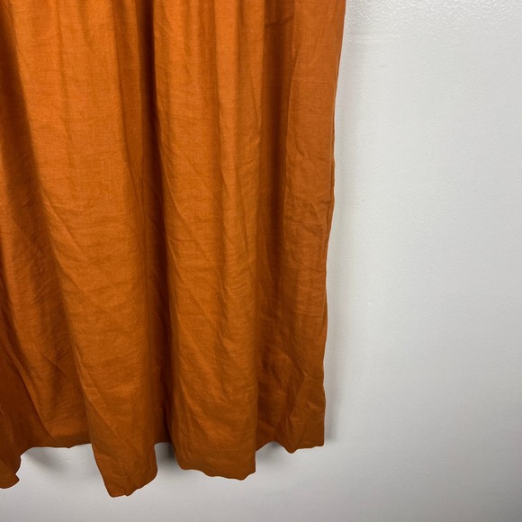 Lou & Grey by Loft Linen Blend Midi Dress Cap Sleeve V-Neck - Picture 8 of 9